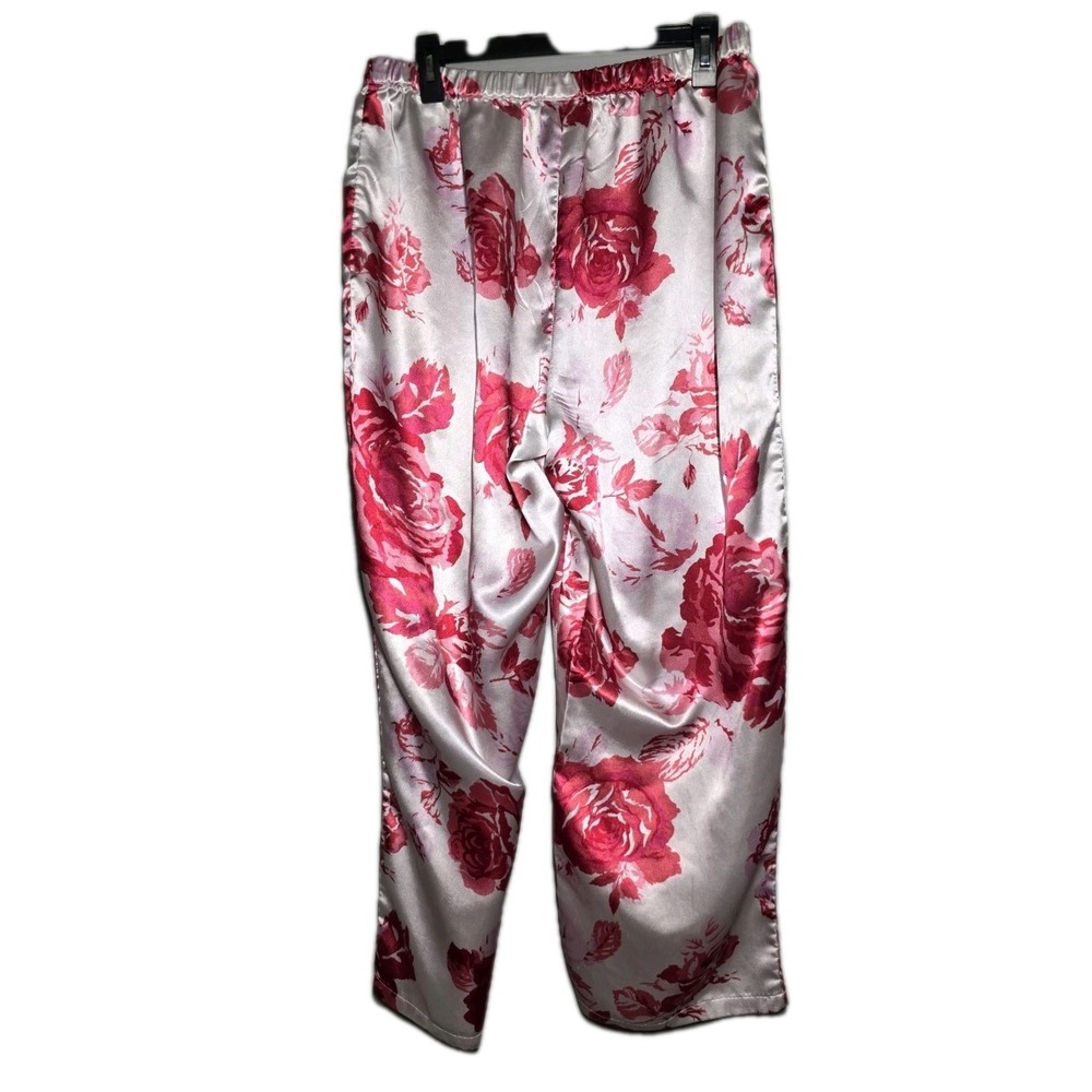 Amoureuse Plus Soft Luxe Satinred Red And Pink Rose Pajama Set Size Large 18-20 - Picture 8 of 12